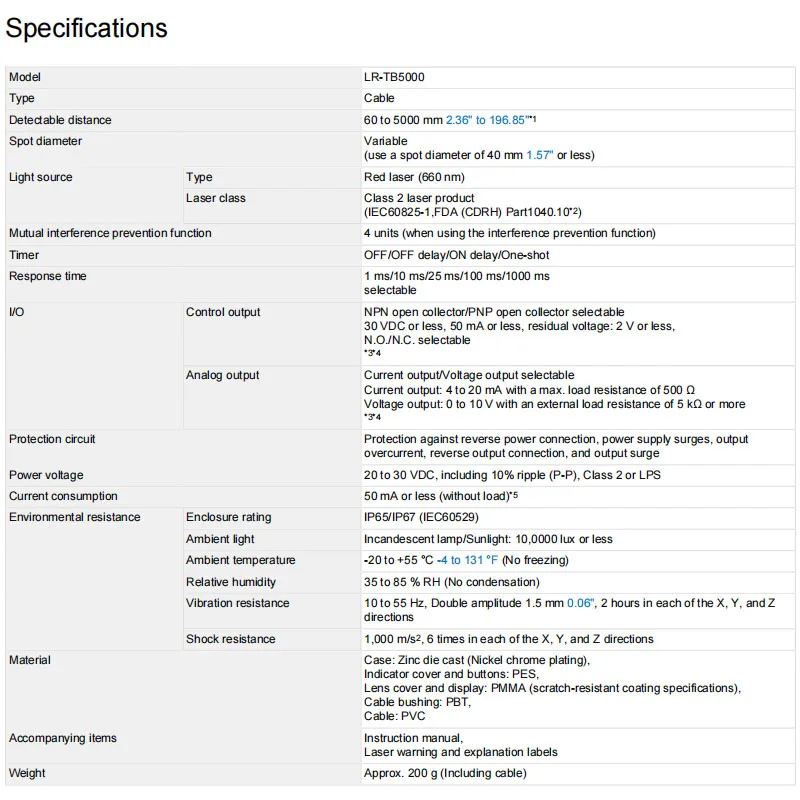 LR-TB5000 KEYENCE 5m detection distance laser displacement sensor, welcome to consult.