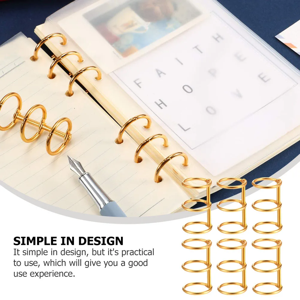 

6pcs Binding Rings For Loose-Leaf Notebook Coils Writing Notebook Ring Binder Snap Ring Set Office Binding Supplies