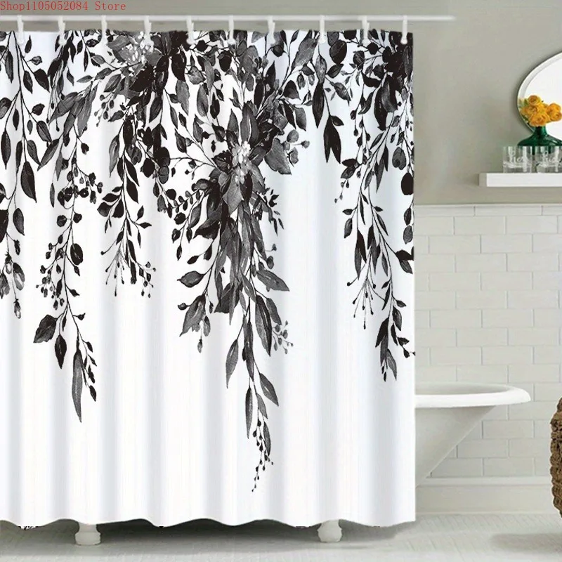 1pc pattern polyester shower curtain high  -   With Hooks Waterproof Mildew Proof Easy Install Washable