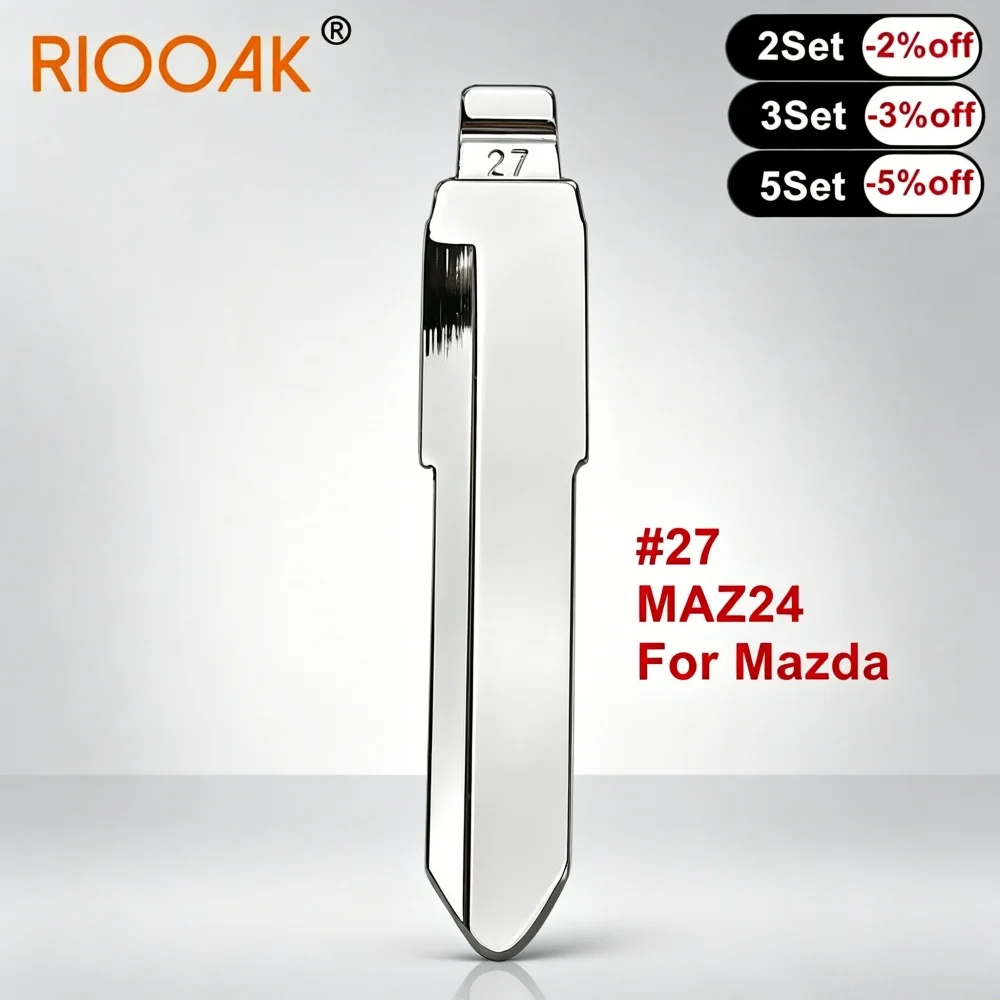 10Pcs #27 MAZ24 Metal Uncut Flip Key Blank Remote Key Blade Compatible With KD Key Machine For Mazda 3 5 6 M3 M5 M6 Replacement