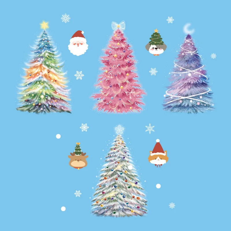 شجرة عيد الميلاد الجدار ملصق زجاج عرض نافذة تلوين اللوحة شجرة عيد الميلاد ثابت الديكور جدارية ذاتية اللصق للإزالة #5