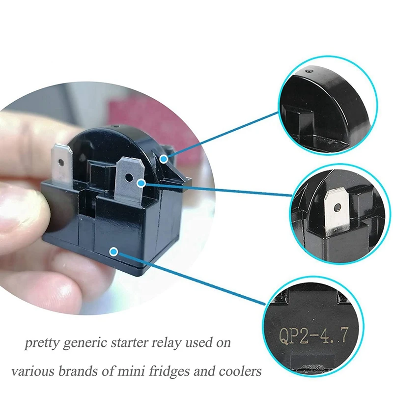 Promotion! 8X 3 Pin QP2-4.7/ QP2-4R7 4.7 Ohm Refrigerator PTC Start/Starter Relay For Most Mini Fridges And Coolers