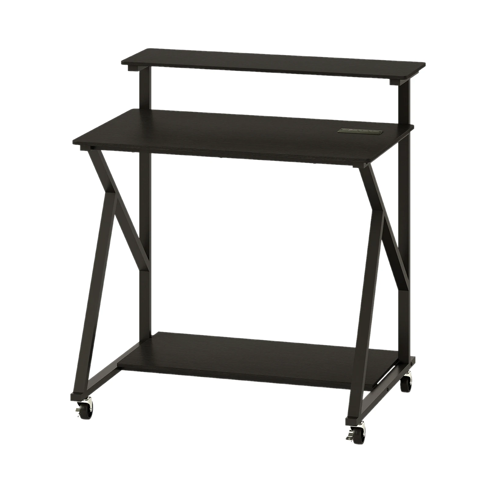

Rolling Computer Desk, 32” Laptop Desk with Charging Station & Monitor Shelf