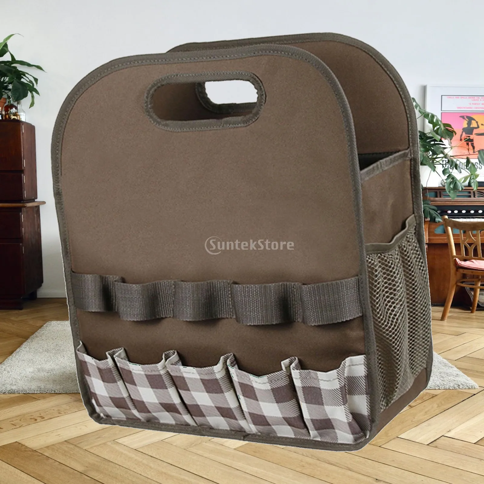 Multipurpose Carpenter Tool Bag Portable Wide Mouth Oxford Storage Tote for Wrench Pliers Heavy Duty Organizer