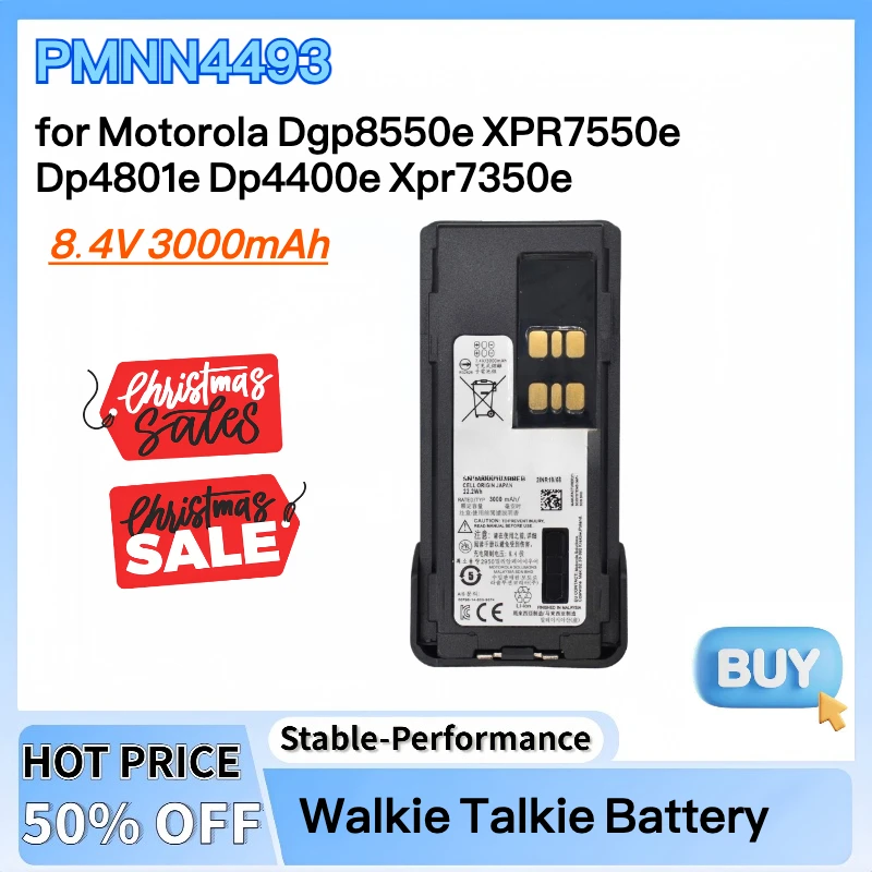 

New 3Ah PMNN4493 Impres Batteries PMNN4409 Li-Ion Replacement Battery for Motorola Dgp8550e XPR7550e Dp4801e Dp4400e Xpr7350e