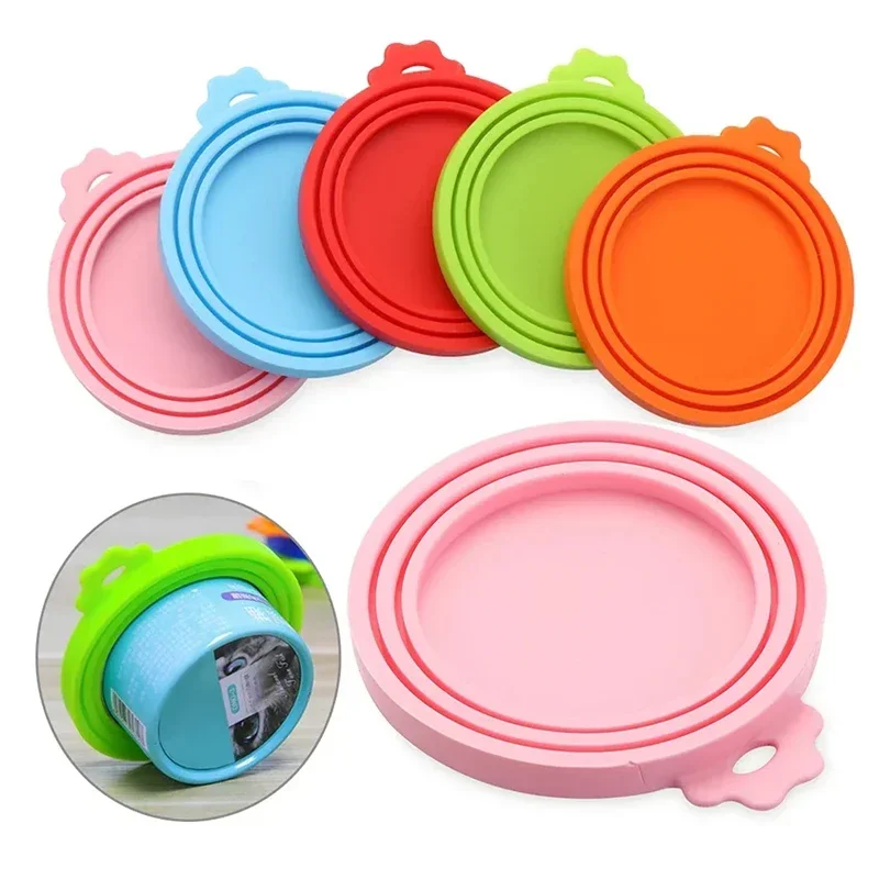 Silicone World Canned Lid 3 In 1 Reusable Food Storage Keep Fresh Cover Cans Cap Pet Can Box Cover Silicone Can Lid