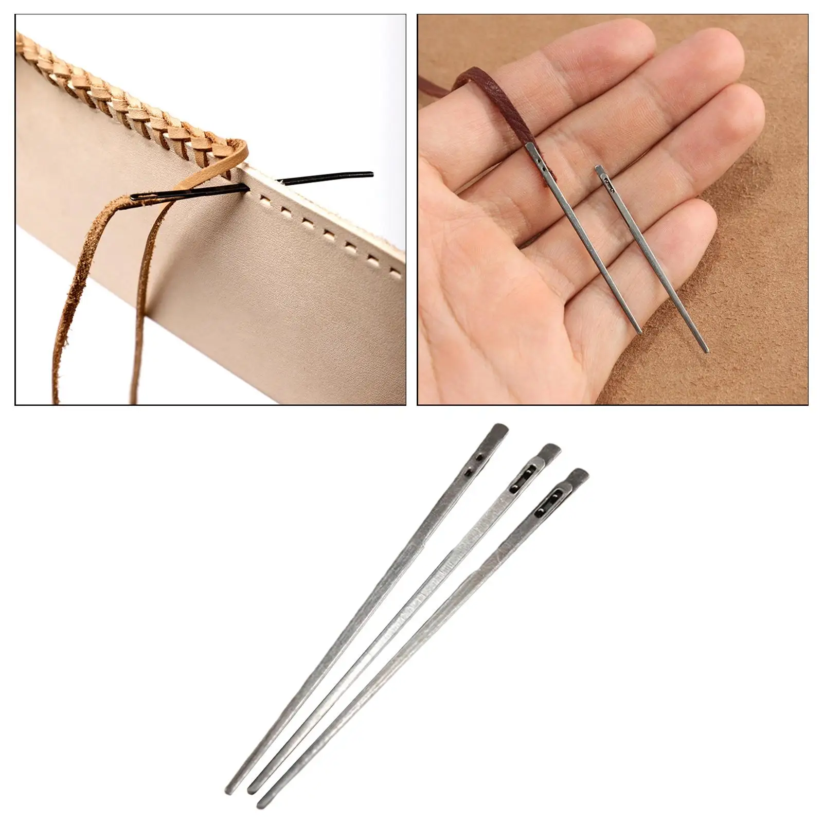 3pcs DIY leather sewing craft tool Hole leather knitting needle double hole leather rope lace needle Hand sewing needle