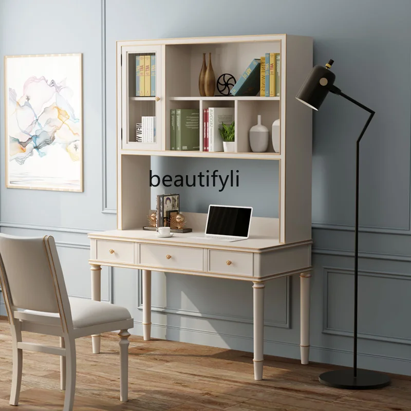 Desk bookshelf combination study table 80cm multi-layer bookshelf with cabinet door