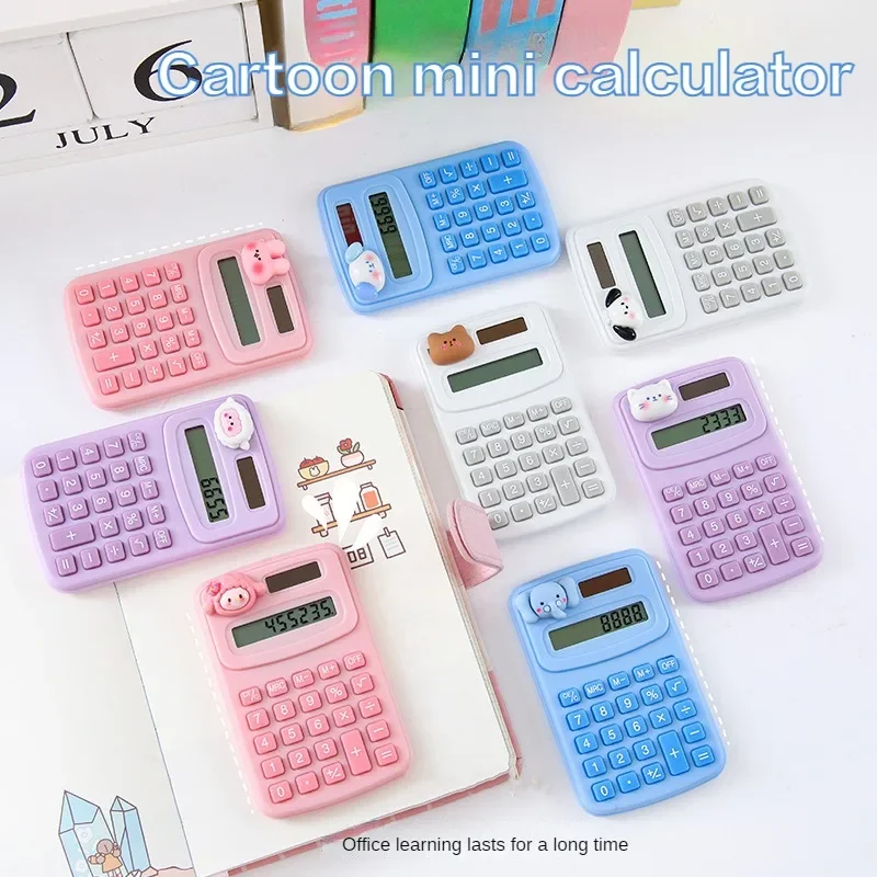 Mini calculadora bonito com dígitos dos desenhos animados, calculadora científica portátil, escritório e material escolar, papelaria para estudantes, 1PC