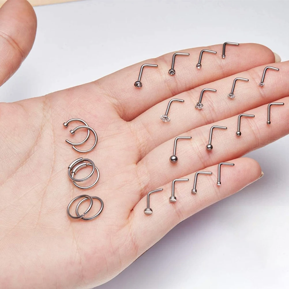 

18Pcs Stainless Steel Nose Eye-Catching Fashion Nose Unisex Body Piercing Jewelry Accessories