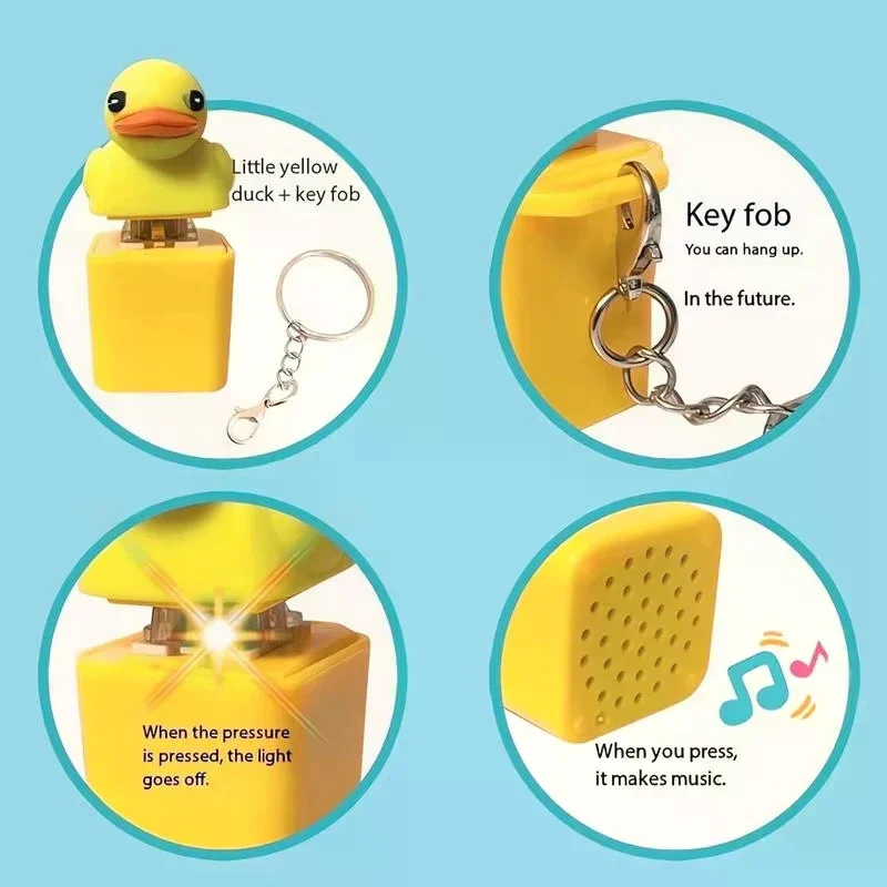 アヒルのフィジェットトイ、鳴くフィジェットトイ、充電式アヒルキーホルダー、ストレス解消感覚ゲーム、キュッキュッと鳴る、バッグやテーブルトップ用のホームデコレーション