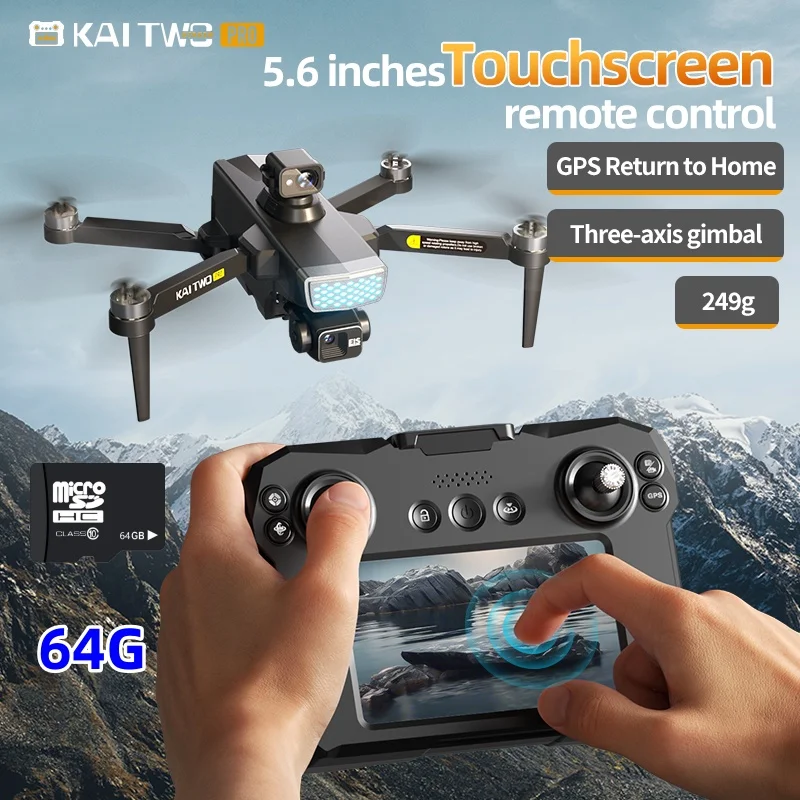

KAI TWO PRO GPS Drone 4K Professional 8K Three Axis Self Stabilization HD Camera 360° Obstacle Avoidance Brushless RC Quadcopter