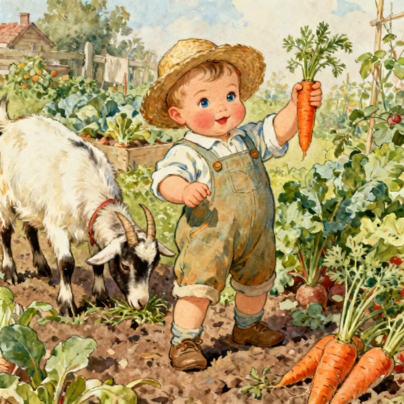 DIY Colorful Little Farmer Laddie With Carrot And Goat Vegetable Garden Diamond Painting Handmade Art Exquisite Home Decoration
