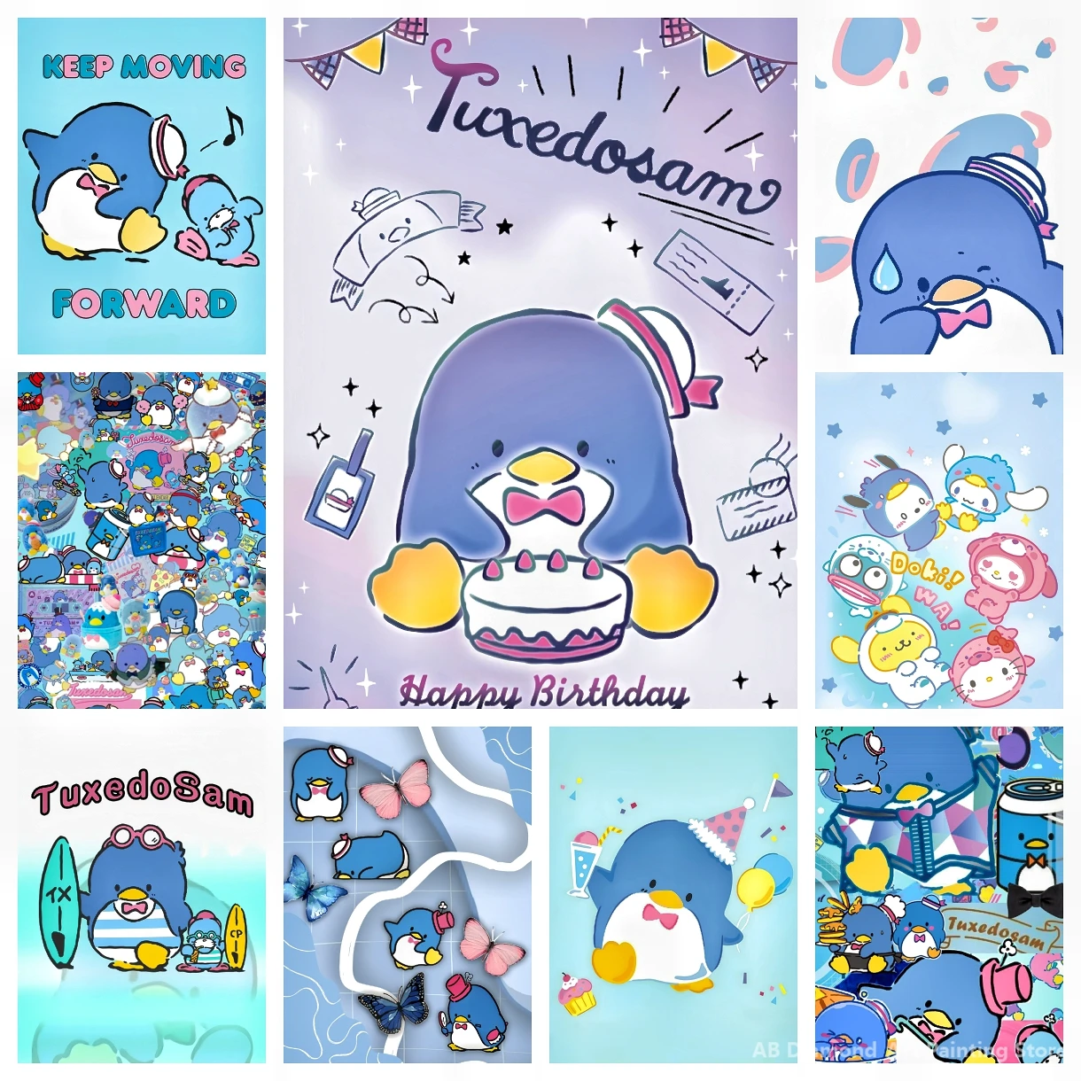 Tuxedosam Sanrio AB Diamond Painting HelloKitty Cute Handmade Art Gift Cartoon Diamond Embroidery Cross Stitch Home Decoration