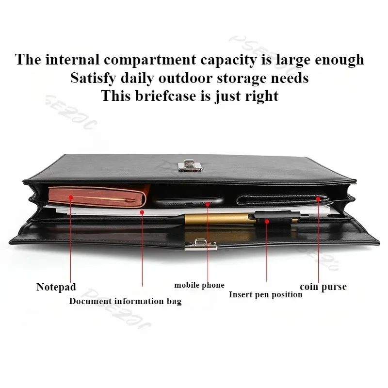Конфиденциальная Сумка для документов, портативный кожаный портфель A4 с кодовым замком, деловой портфель