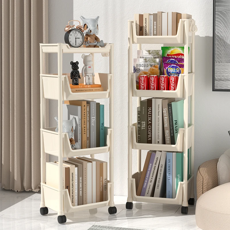 

Mobile Kitchen Storage Rack Living Room Multi-layer Stand Small Cart Fruit Vegetable Basket Shelf Home Snacks Organizer