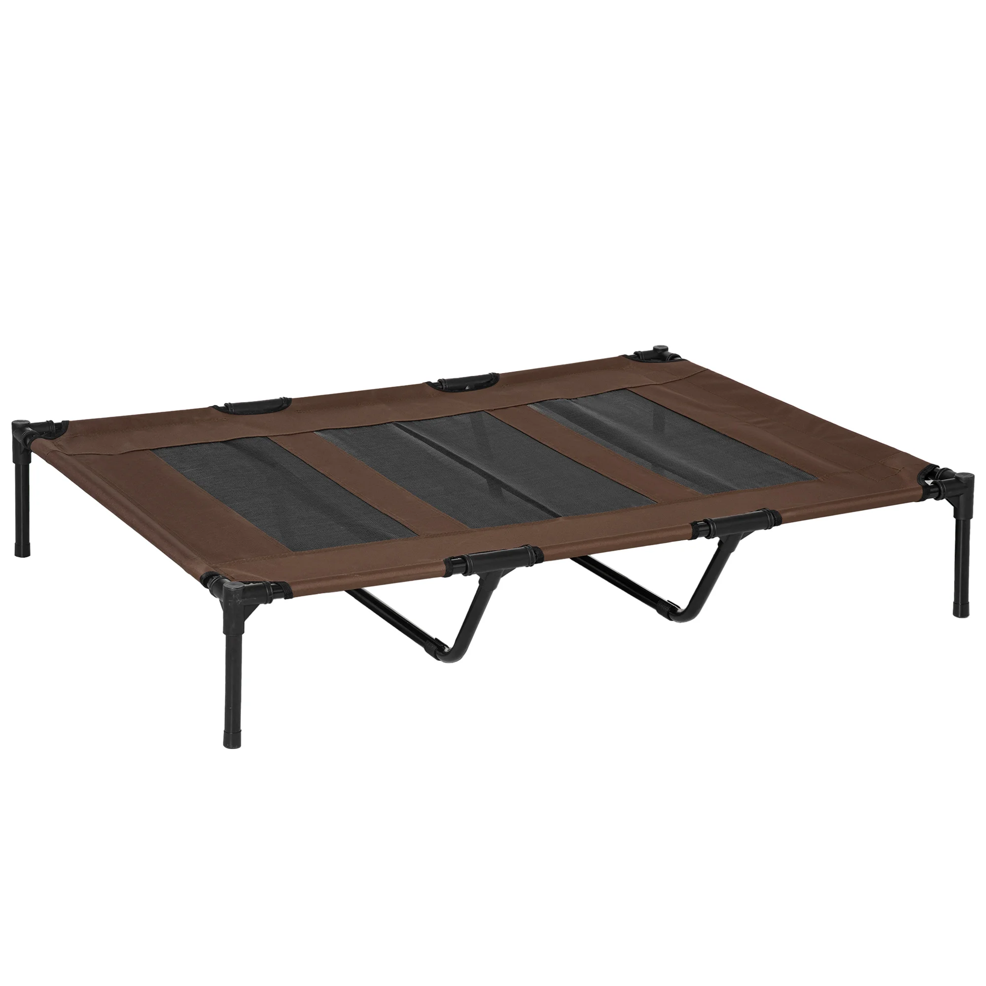 PawHut-Cama Elevada para Perros Transpirable para Interiores Exteriores, 122x92x23 cm, Café