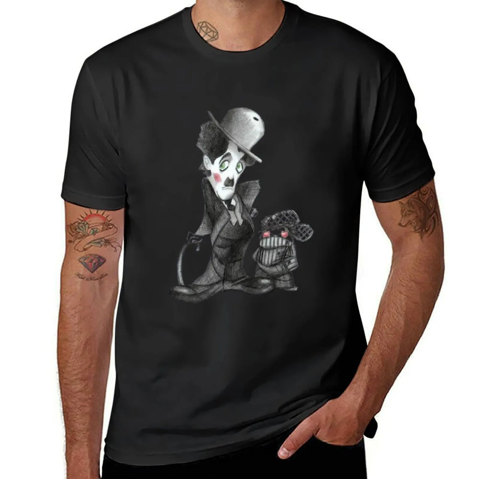 

charlie chaplin T-Shirt plus size tops shirts graphic tees mens workout shirts