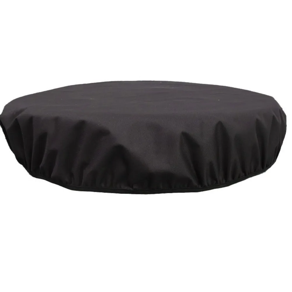 

600D Oxford Fire Pit Cover Waterproof Elastic Hem Firepit Cover Round Shape Black Protective Cover Built-in Stone Firepits