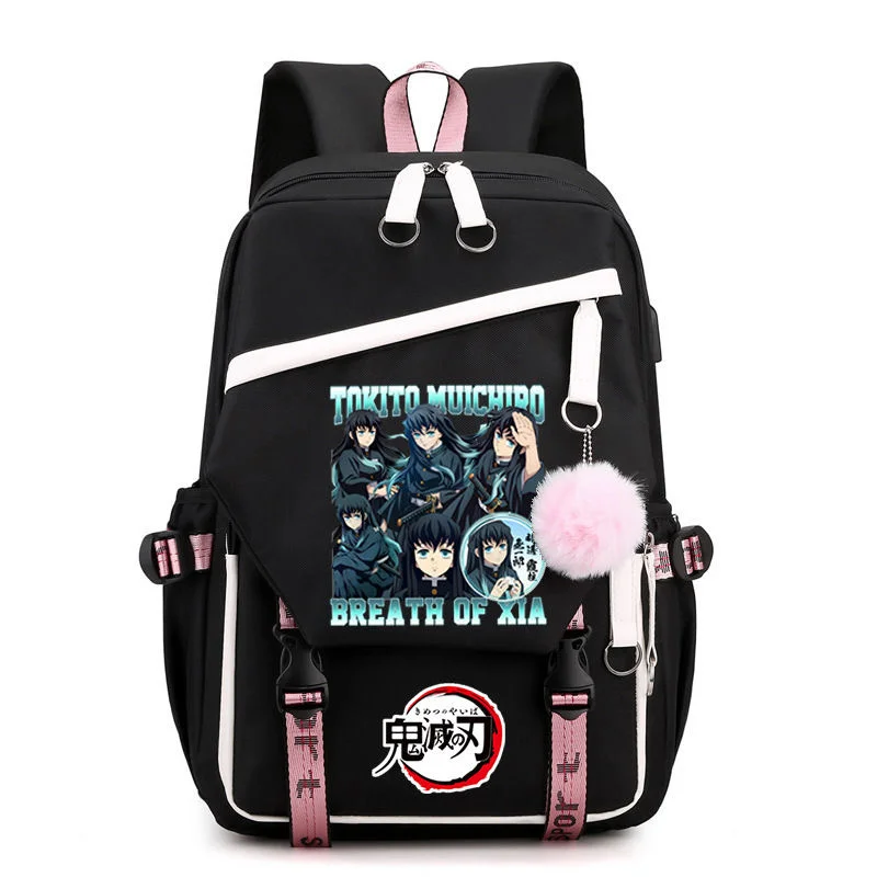 Demon Slayer Hashira Geiko Hen Backpack Teenarges Schoolbag Children Book Bag Anime Iguro Obanai Muichirou Travel Outdoor Bags