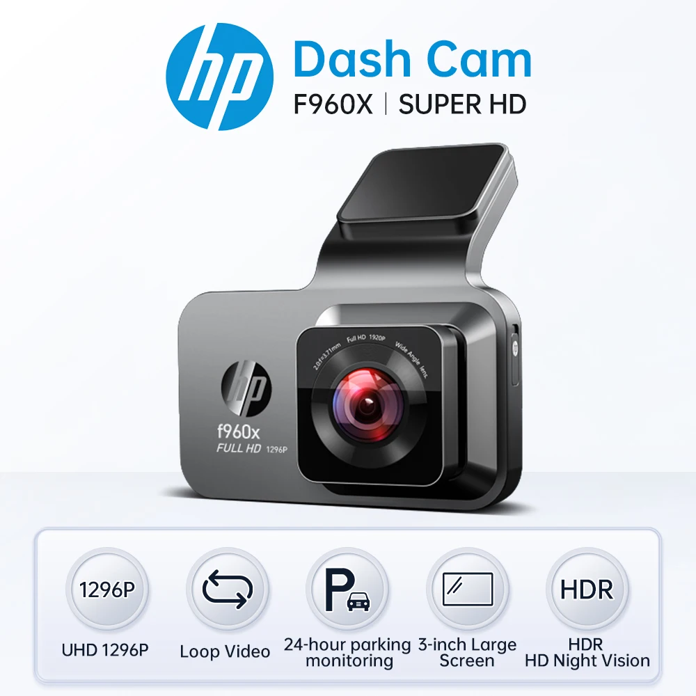 HP Car Recorder F960X 1296P HD Night Vision 1296P Car WiFi Car DVR Video Loop Video Parking Monitoring