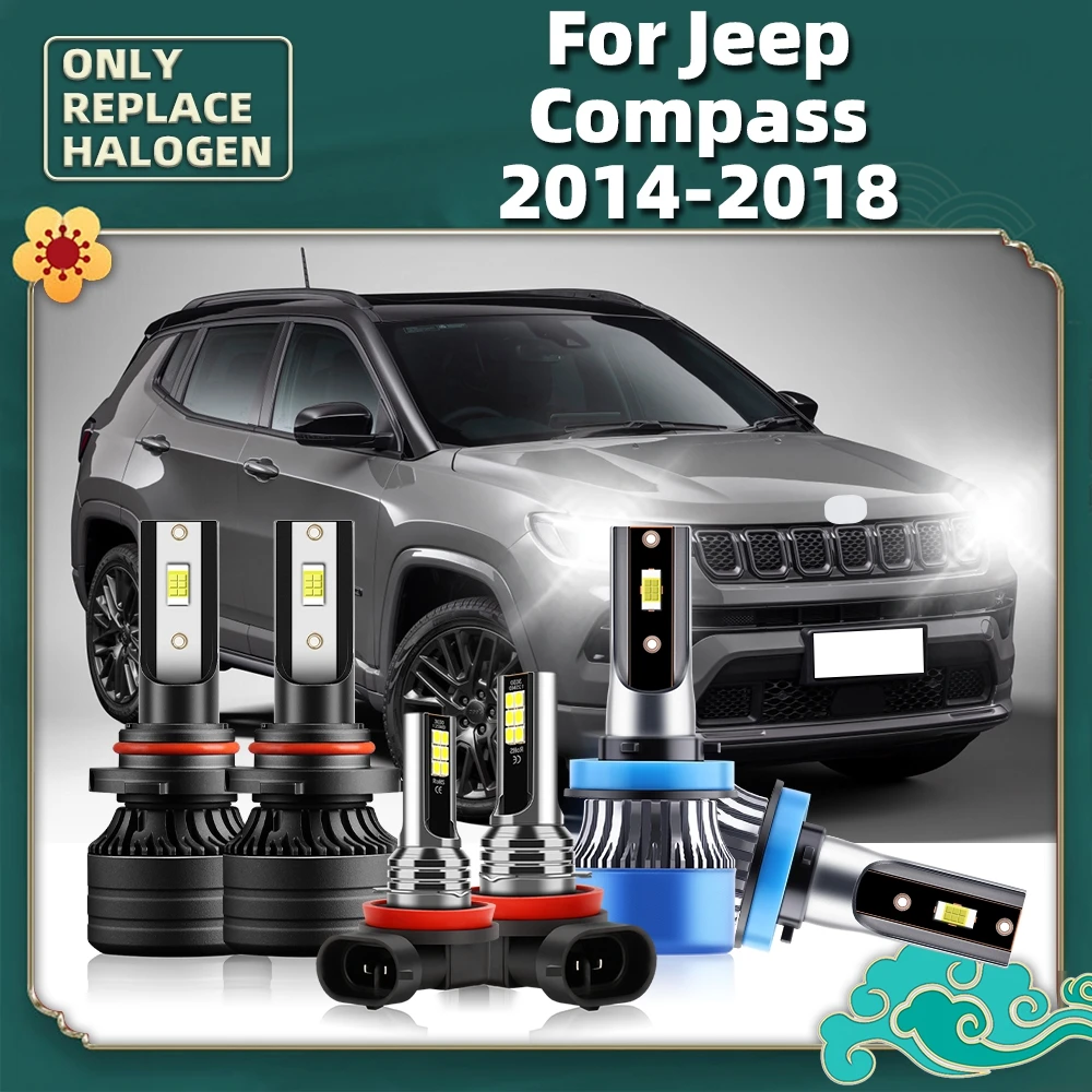 

Светодиодные Автомобильные фары, мощные дневные турбоохлаждающие лампы/Автомобильные противотуманные фары 12 В для Jeep Compass 2018 2017 2015 2016, автомобиль