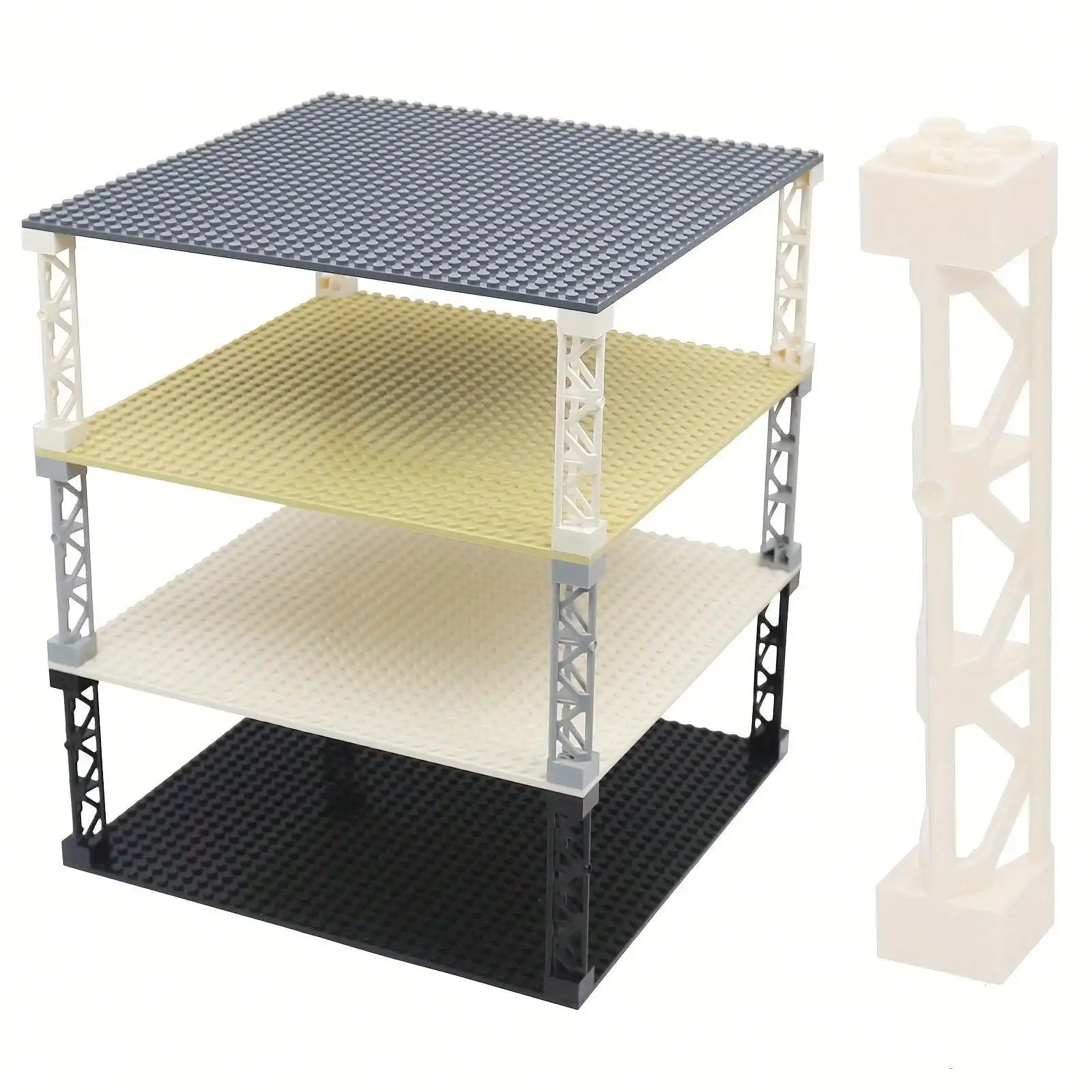 8Pcs MOC City Pillars for Building Blocks Baseplate, Military Base DIY Accessories, Compatible with Major Brands, Gift for Kids