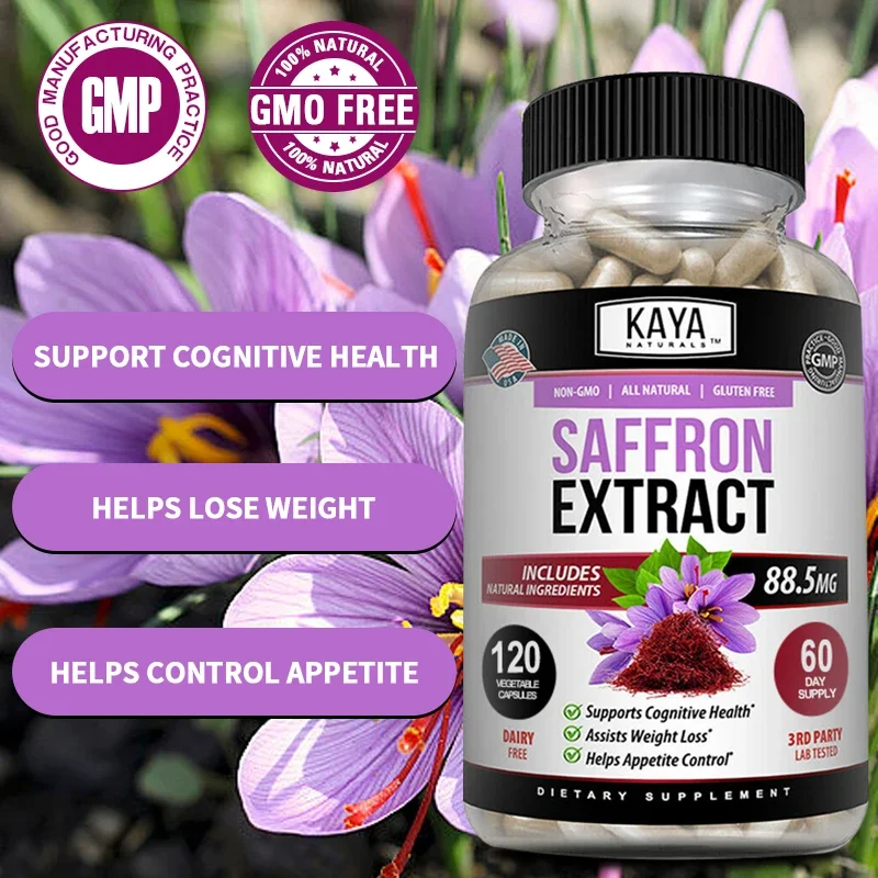 Saffron Extract Dietary Supplement To Support Metabolism, Energy, Mood, and Weight Management