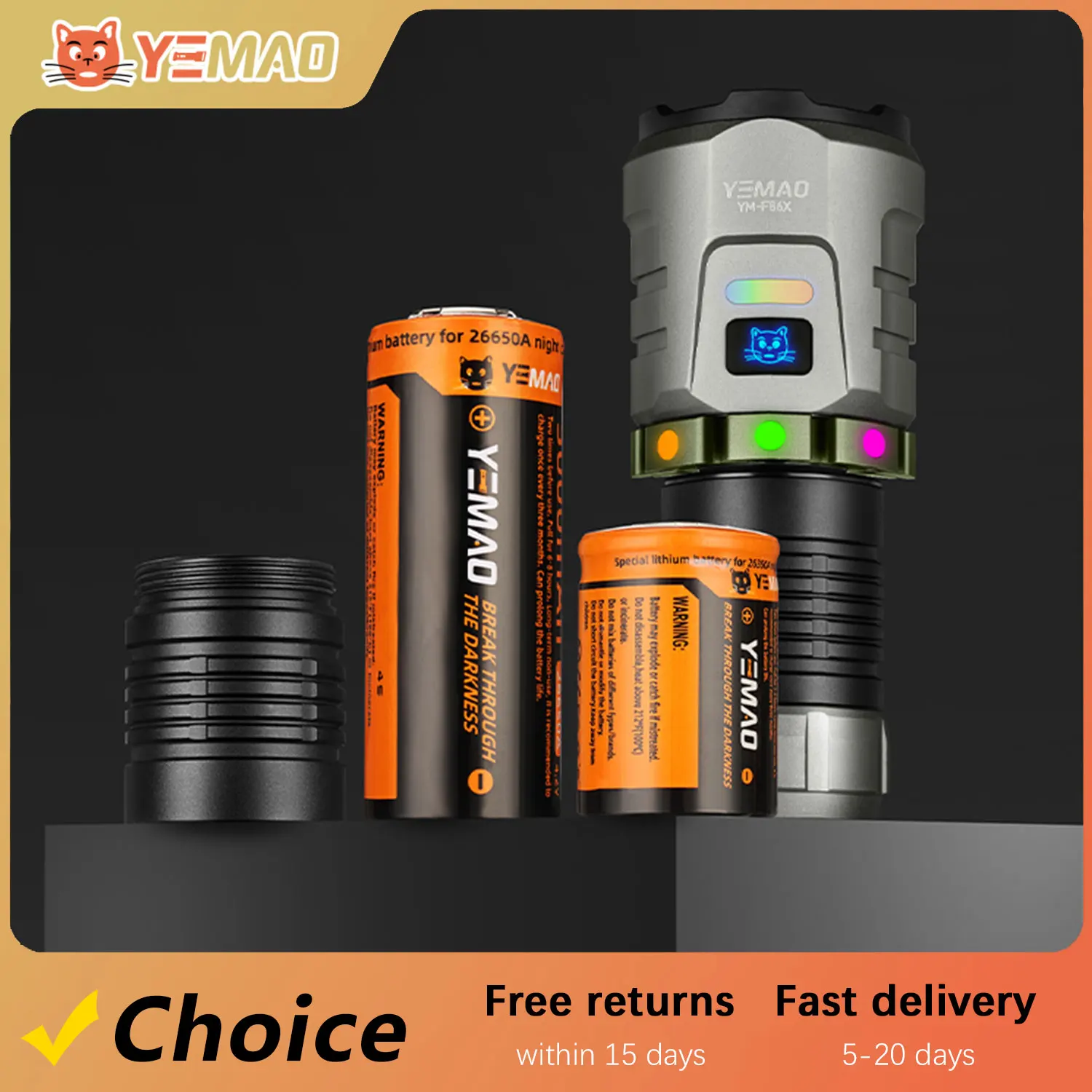 

YEMAO F86X 3300LM Гироскопический фонарик — перезаряжаемый мини-карманный фонарь USB-C с магнитным хвостом и зажимом для EDC, кемпинга и работы