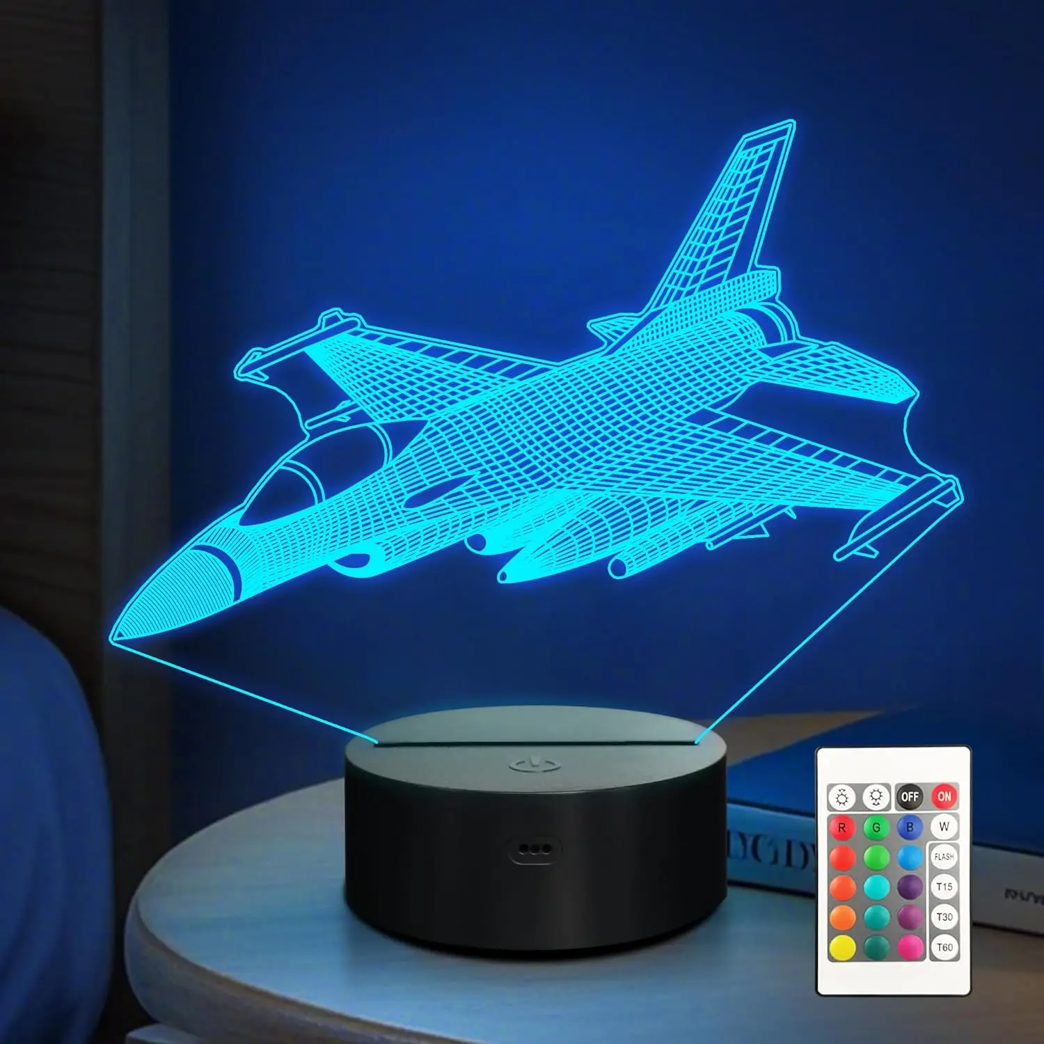 

Kids Airplane 3D Night Light with Remote Control, 7 Colors Changing Bedside Lamp for Boys Girls as Christmas Birthday Gifts