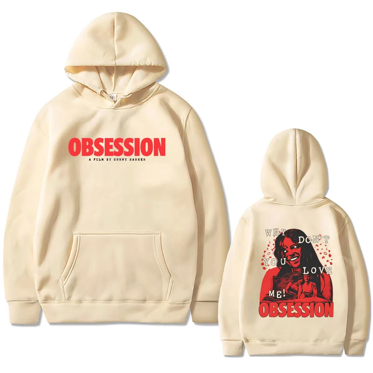 Hot Sale Horror Movie Obsession Why Don't You Love Me Graphic Hoodies Unisex Vintage Sweatshirt Perfect for Commute & Loungewear