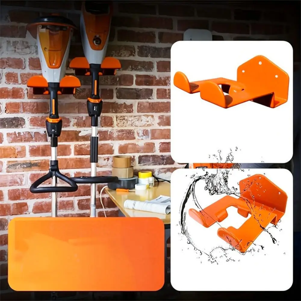 Metal Wall Mount Rack For Trimmer Lawn Mower Heavy Duty Garage Organizer Garden Storage Hanger Tool Holder Orange