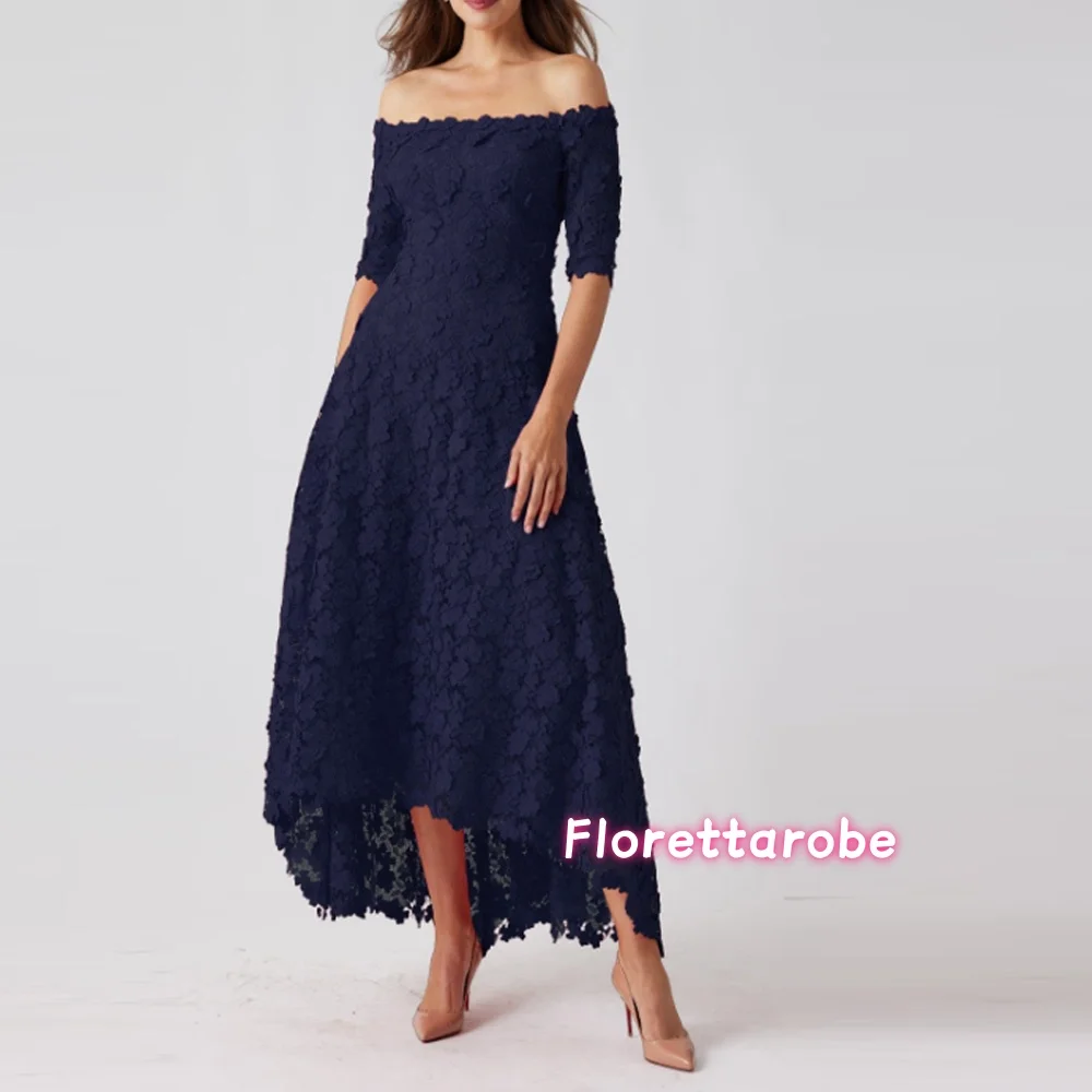 

Customized Off Shoulder Half Sleeves Lace Mother of the Bride Dresses Elegant Prom Party Gowns Women Wedding Guest Gown