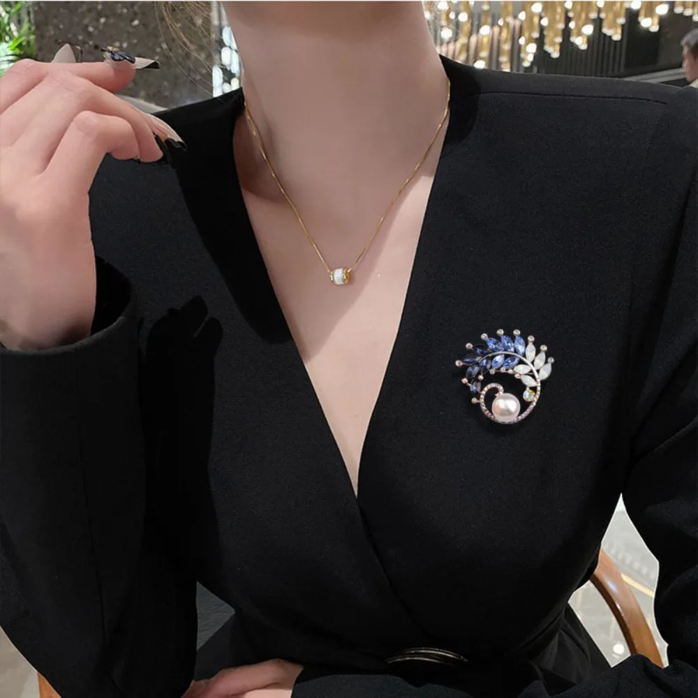 주얼리 패션 장미 꽃 브로치, 반짝이는 깃털, 우아한 핀, 클래식 금붕어, 캐주얼 액세서리, 웨딩