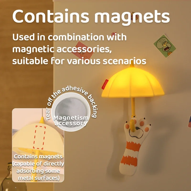 LED Silicone Umbrella Night Lights Rechargeable Magnetic Wall Lights Holiday Novelty Gifts As Living Room and Bedroom Decoration