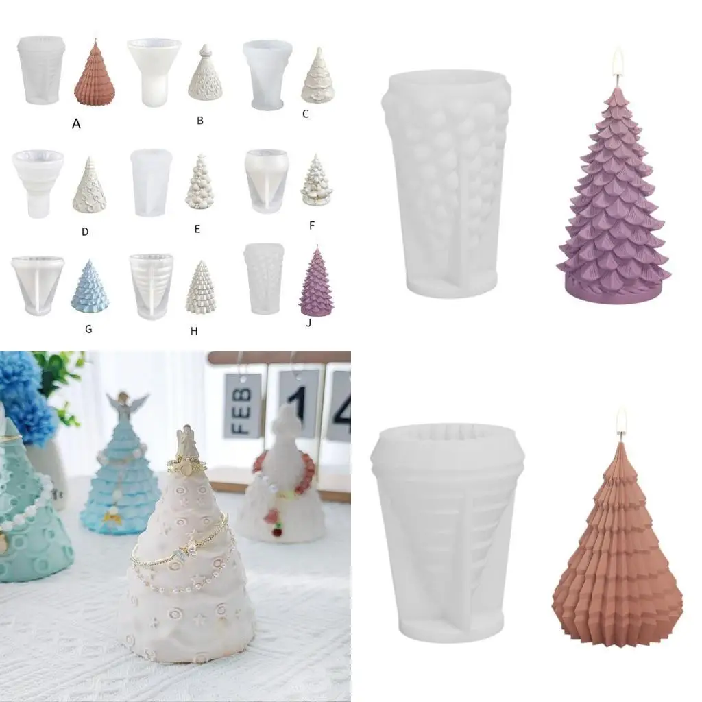 

J78F 3D геометрическая силиконовая форма, гладкая форма для рождественской елки, свеча, ювелирная стойка, формы для украшения,