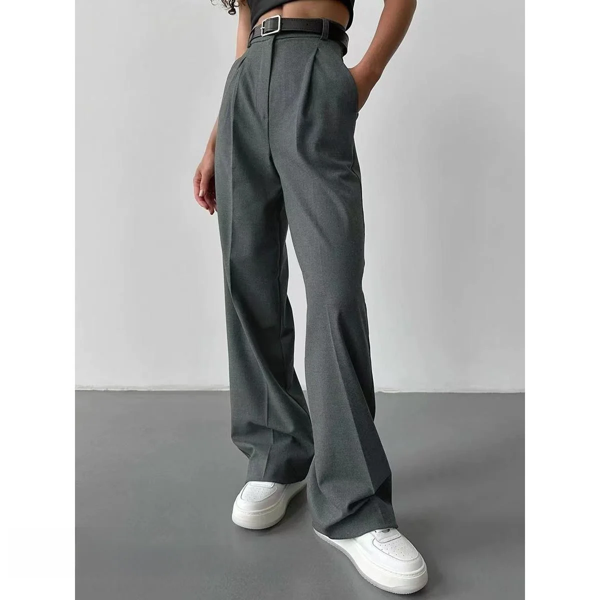 

Повседневные свободные прямые брюки, костюмные брюки, длинные брюки с высокой талией, женская летняя коллекция Faion