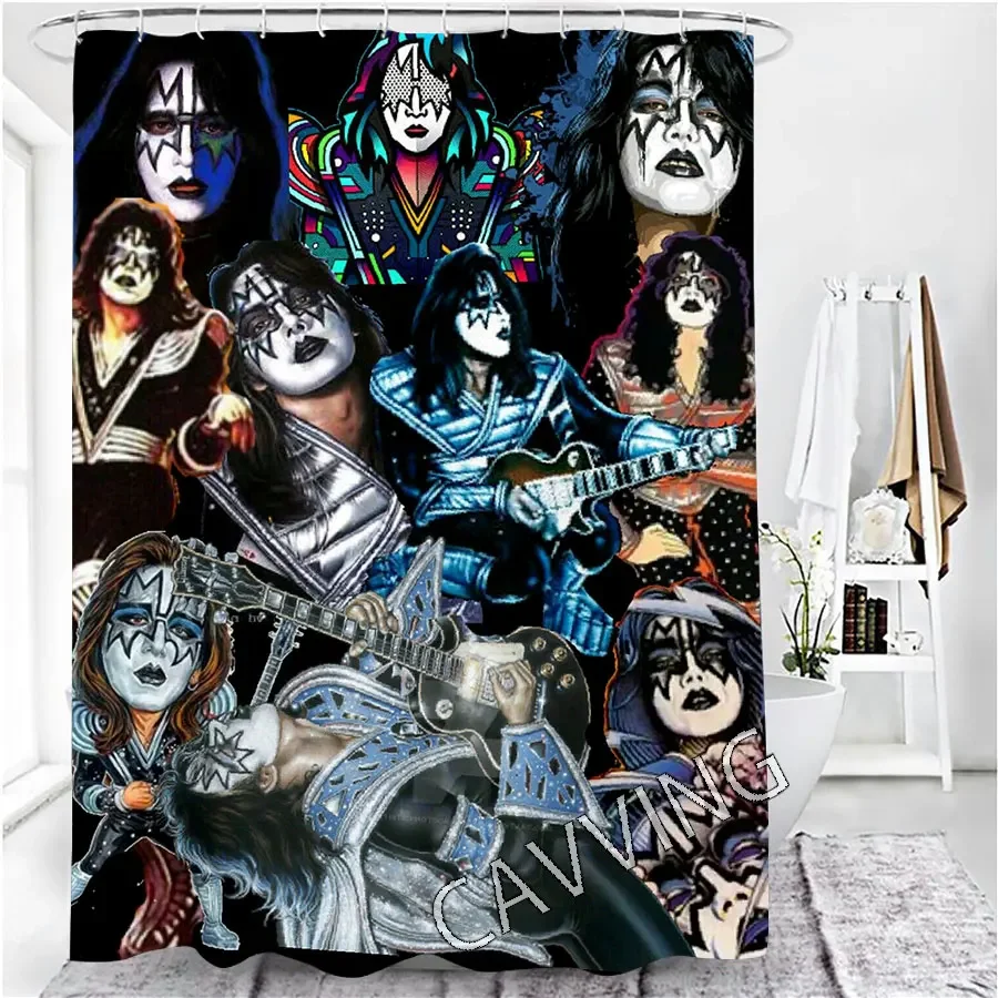 CAVVING 3D Print  KISS ROCK BAND  Shower Curtains Waterproof  Bathroom Curtain Anti-slip Bath Mat Set Toilet Rugs Carpets  H4