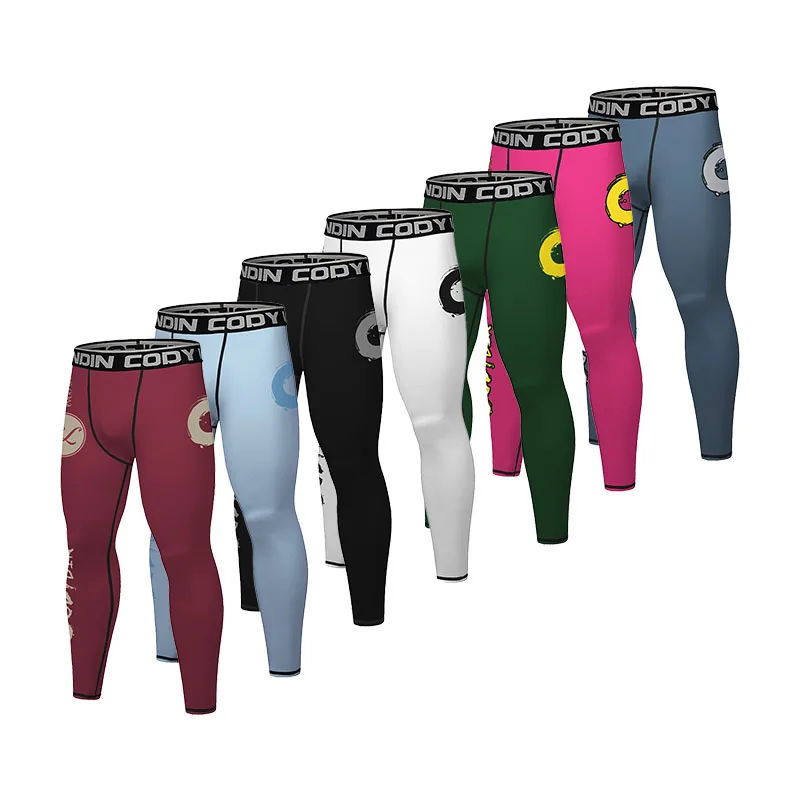 Graphic Print Compression Leggings Men Codylundin Elastic Waist Quick Dry Breathable No Gi BJJ MMA Training Anti Slip Trousers - view 3
