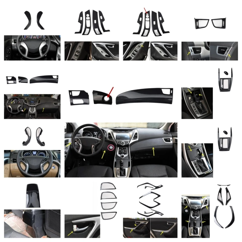 For Hyundai Elantra Avante 2012 2013 2014 2015 2016 ABS Carbon Fiber Style Decoration Accessories Car Interior Trims Stickers