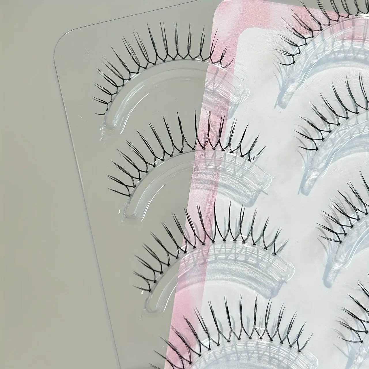 Mixiaohe Ciglia finte con stelo trasparente in pezzo intero 5 paia Stile coreano C Curl Naturale Realistico Fotogenico Principiante Decorazione quotidiana degli occhi