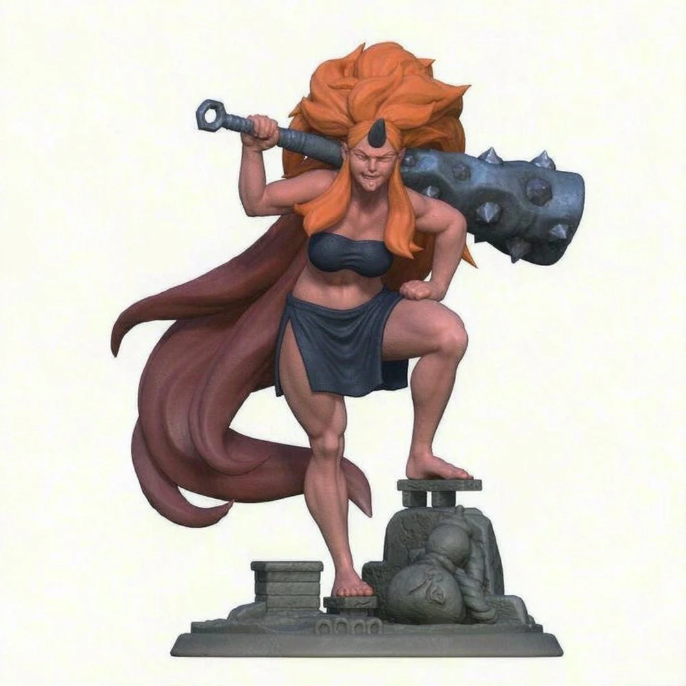 NSFW Brute Strength Female Warrior 1/24 Grey Resin Figure Model Kit Unassembled Unpainted GK 3D Print DIY Miniature Statue Toy