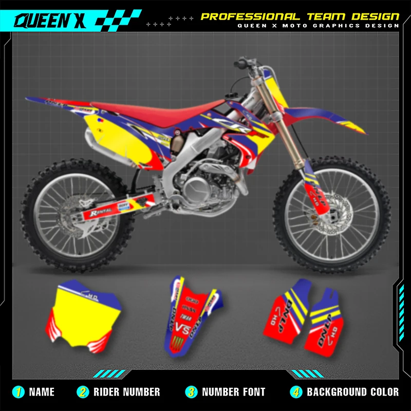 

Queen X MOTOR Custom Team Graphics Decals Stickers Kit For Honda CRF250R CRF250 2010-2013 CRF450R CRF450 2009-2012