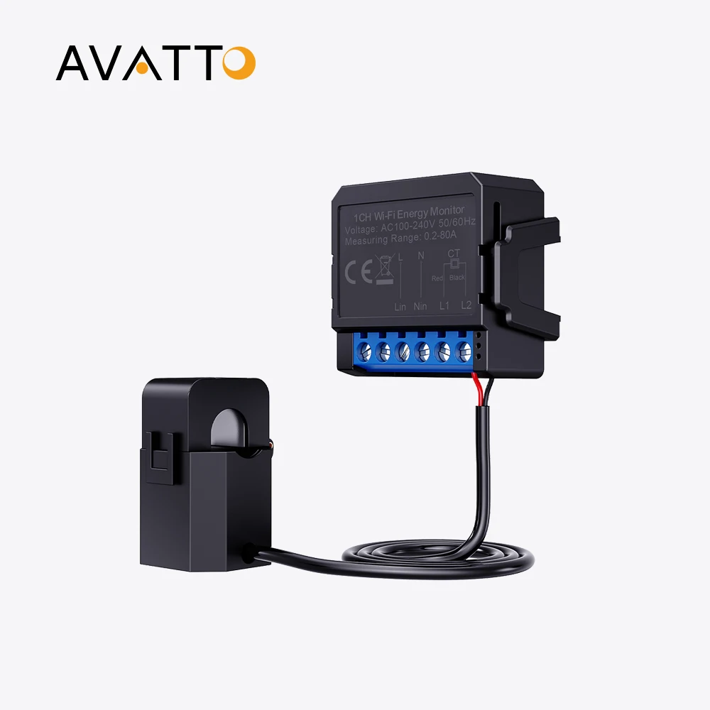 

AVATTO Tuya Smart Wifi Energy Meter Solar PV System Power Production Consumption Bidirectional Monitoring Meter APP Control CT