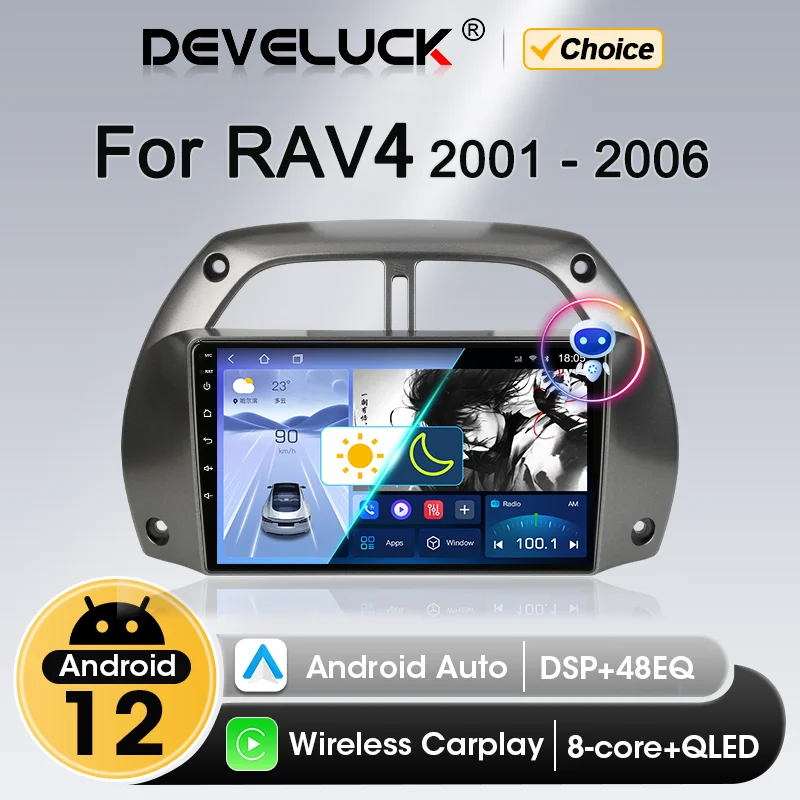 CarPlay Android 2 Din Car Radio for Toyota RAV4 Rav 4 2001 2002 2003 2004 2005 2006 Multimedia Player Navigation GPS Stereo DVD