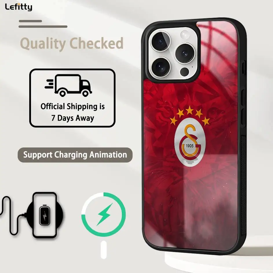 حافظة هاتف رائعة G-Galatasaray-Club لهاتف آيفون 16 15 14 13 12 11 Pro Max Plus غطاء شحن لاسلكي مغناطيسي صغير Magsafe