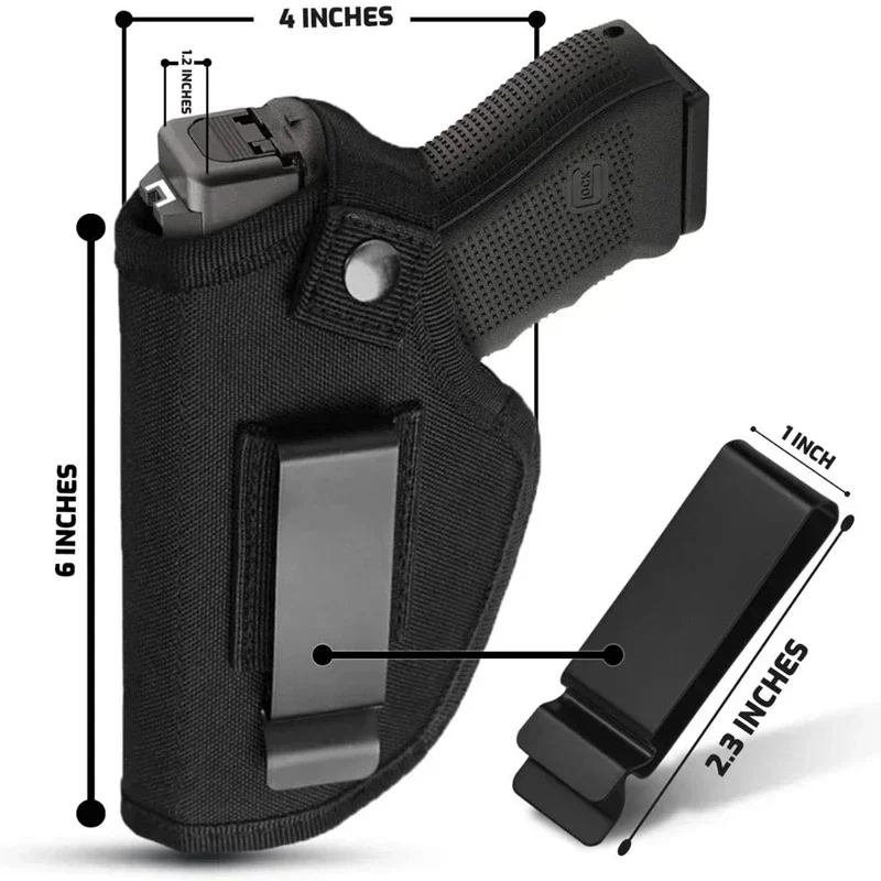 1 Stück Outdoor Taktisches Pistolenholster mit Patronenclip, Jagdgürtel, verdeckte Trageweise IWB OWB, Airsoft-Pistolen-Tasche für alle Handwaffengrößen – Detail 4