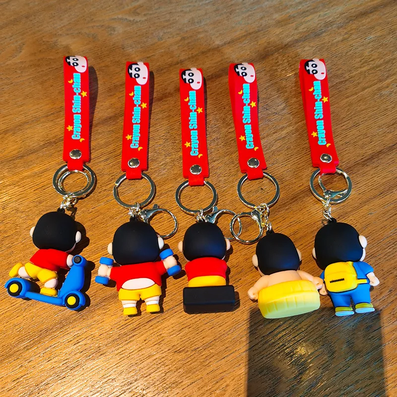 Kawaii-Crayon Shin-Chan Playing Games Butter Anime Figure, Key for Children, JOStudent School Bag, PmotCouple Keyring Toy Gifts