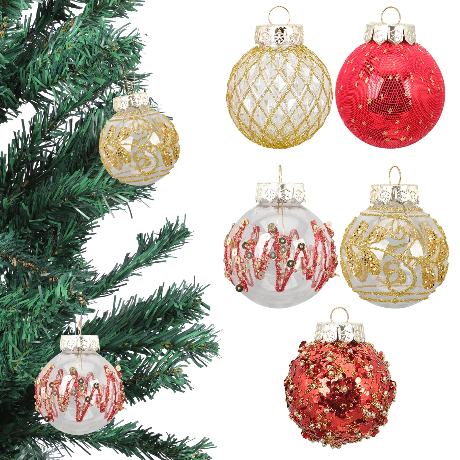 

25 шт. рождественские шары с нитками, пластиковые прозрачные украшения, подвеска в виде елки, рождественские подвесные украшения, праздничные аксессуары