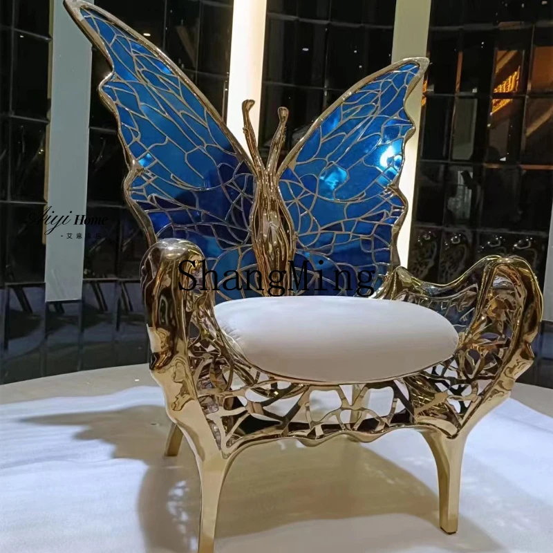 

LXY light luxury stainless steel butterfly creative high-end villa reception leisure chair